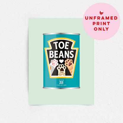 Toe Beans Print - Cat Lover Wall Art Gift - Funny Pet Home Decor