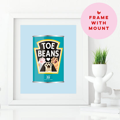 Toe Beans Print - Cat Lover Wall Art Gift - Funny Pet Home Decor