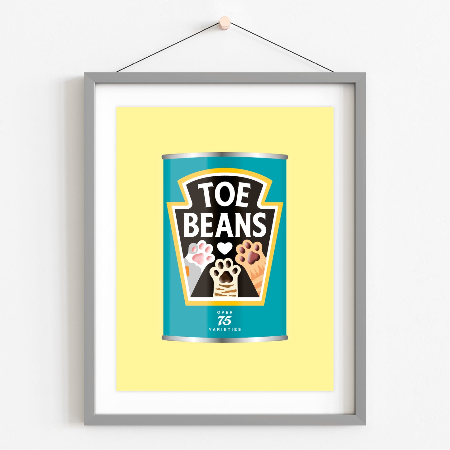 Toe Beans Print - Cat Lover Wall Art Gift - Funny Pet Home Decor