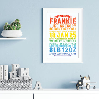 Custom Baby Print - Boy Hello World
