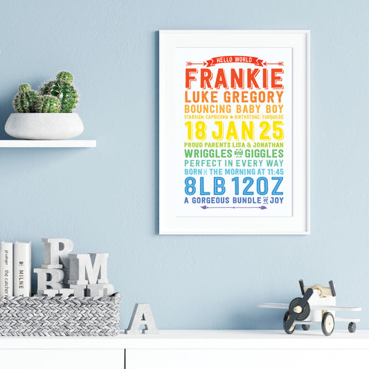 Custom Baby Print - Boy Hello World
