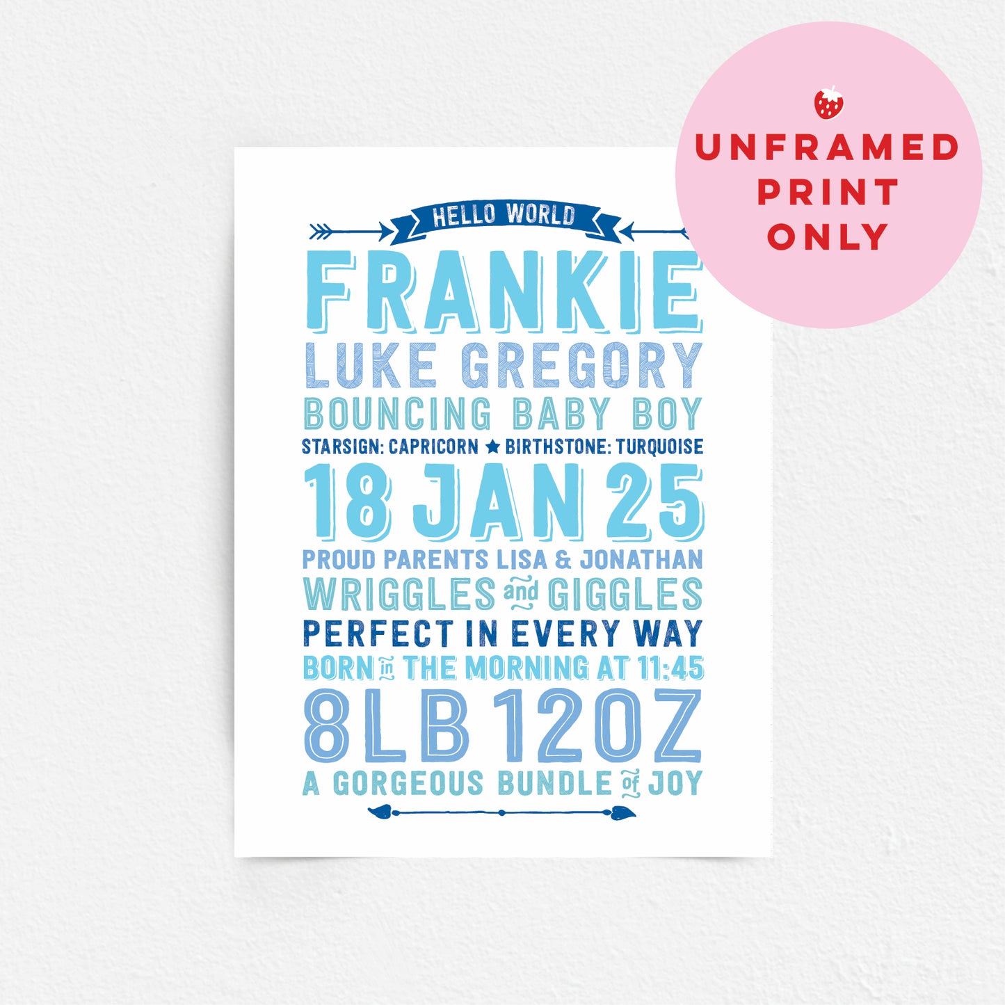 Custom Baby Print - Boy Hello World