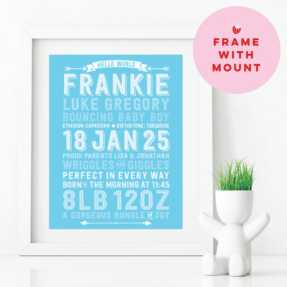 Custom Baby Print - Boy Hello World