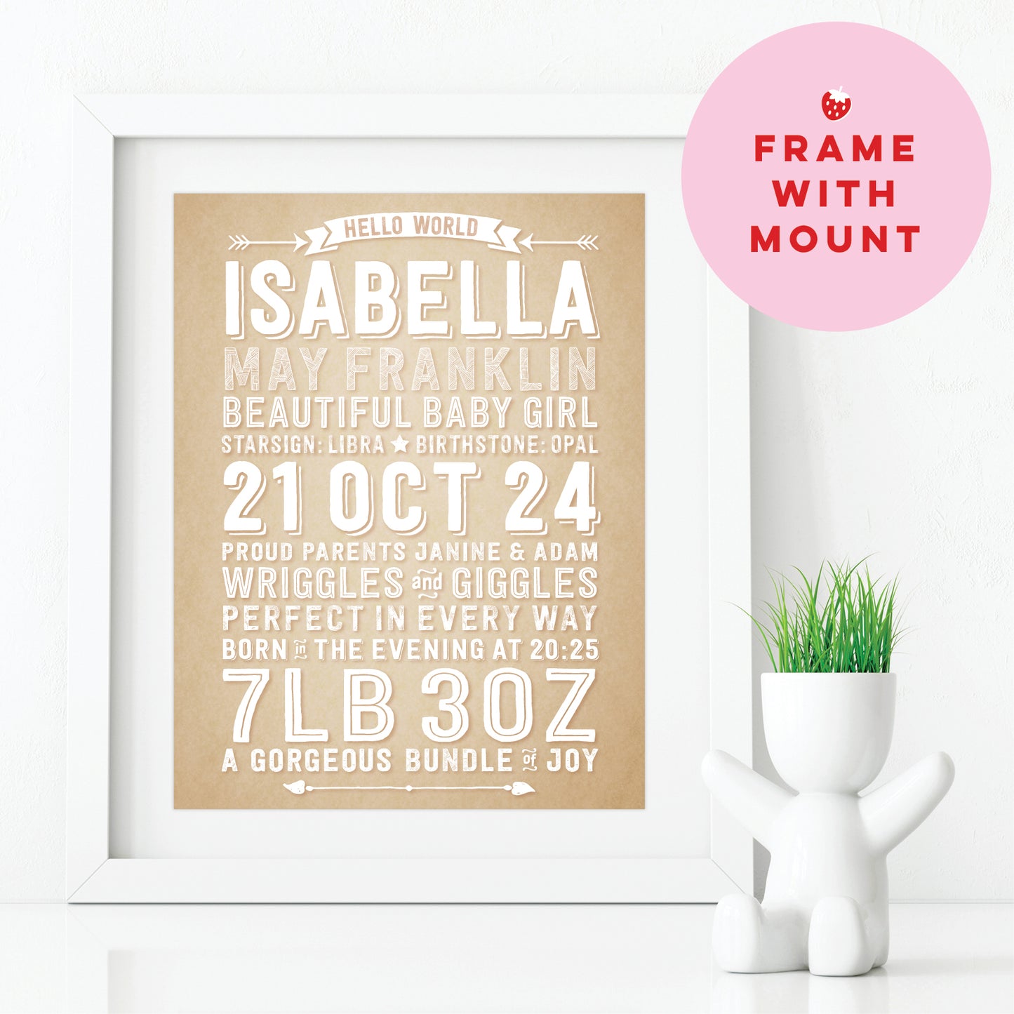 Custom Baby Print - Girl Hello World