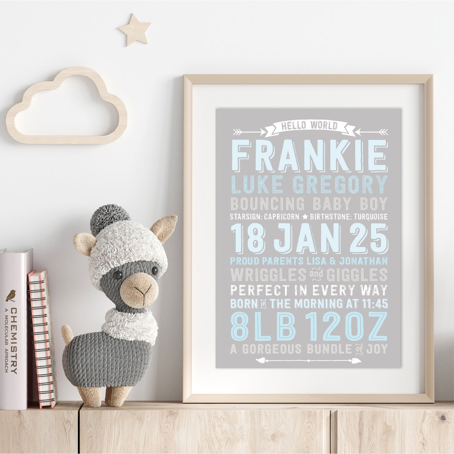 Custom Baby Print - Boy Hello World