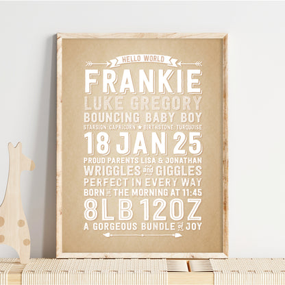 Custom Baby Print - Boy Hello World