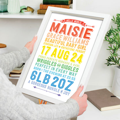 Custom Baby Print - Girl Hello World