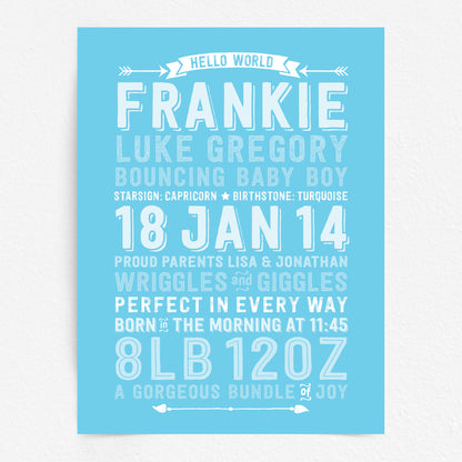 Custom Baby Print - Boy Hello World