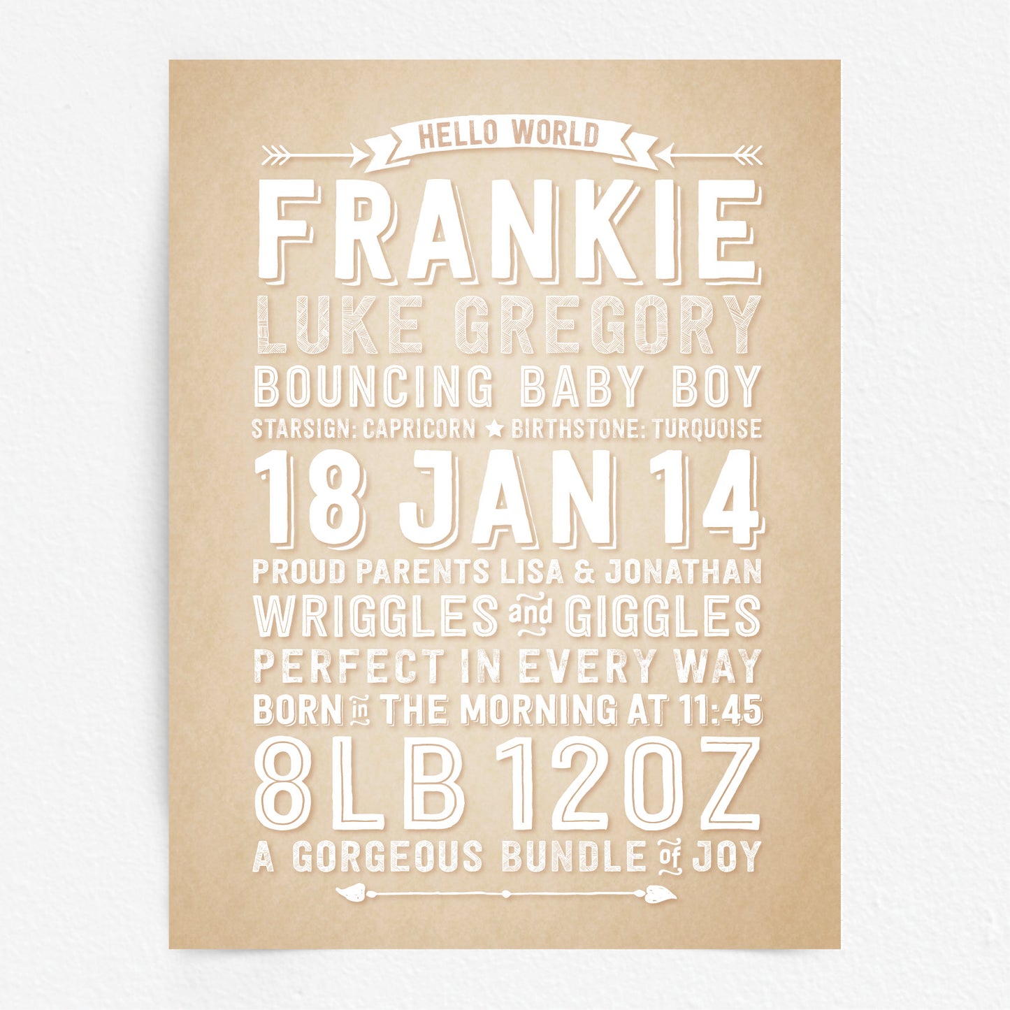 Custom Baby Print - Boy Hello World