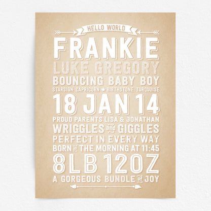 Custom Baby Print - Boy Hello World