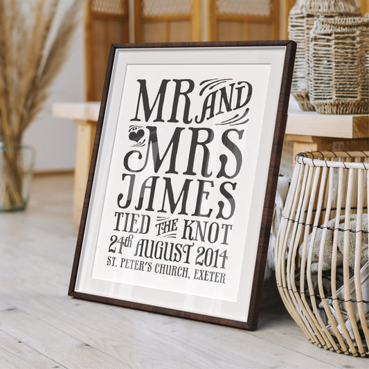 Custom Mr & Mrs Print - Tied the Knot