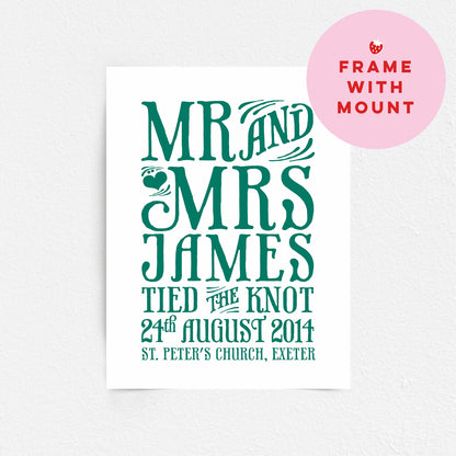 Custom Mr & Mrs Print - Tied the Knot