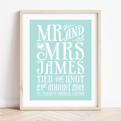 Custom Mr & Mrs Print - Tied the Knot