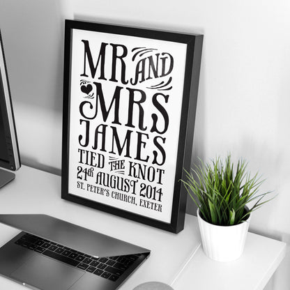 Custom Mr & Mrs Print - Tied the Knot