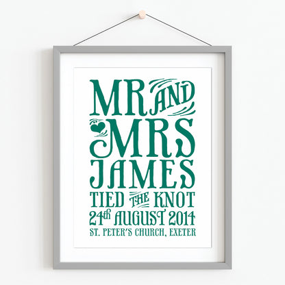Custom Mr & Mrs Print - Tied the Knot