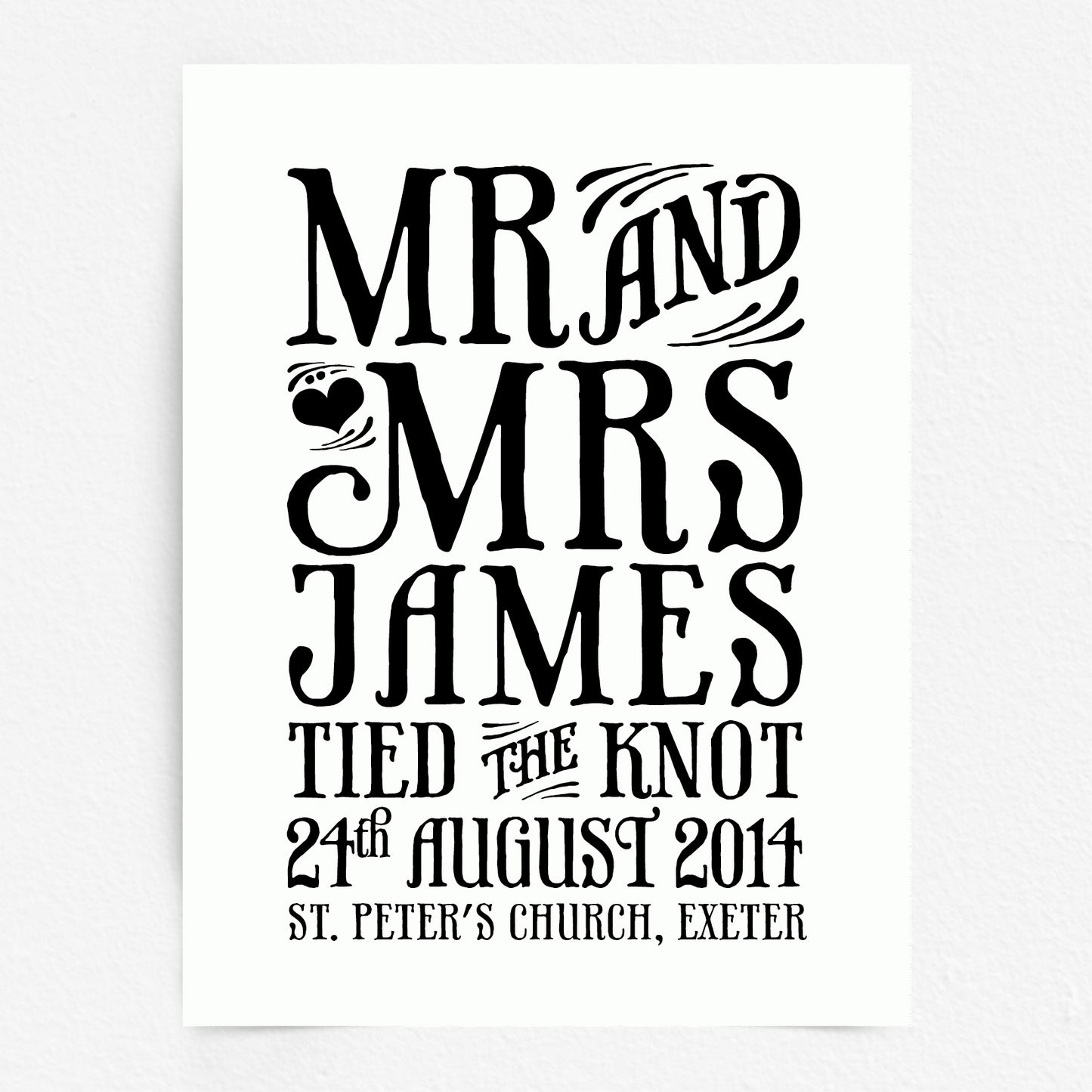 Custom Mr & Mrs Print - Tied the Knot