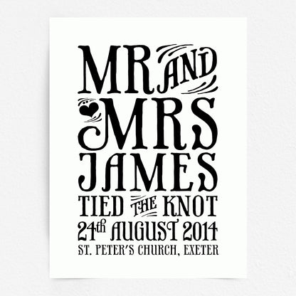 Custom Mr & Mrs Print - Tied the Knot