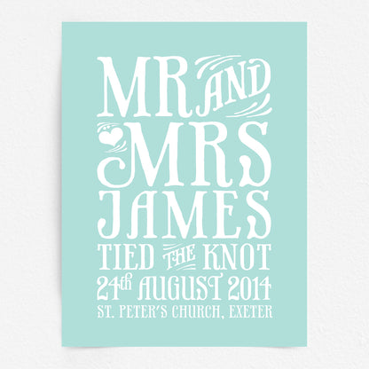 Custom Mr & Mrs Print - Tied the Knot