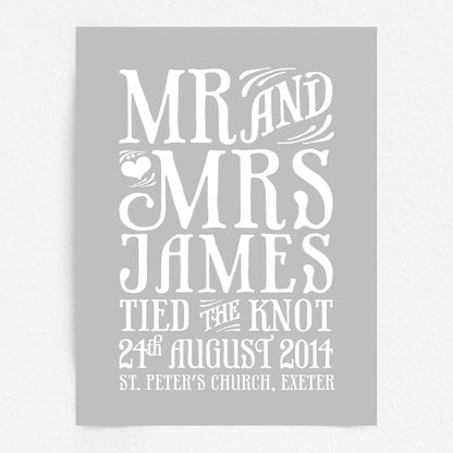Custom Mr & Mrs Print - Tied the Knot