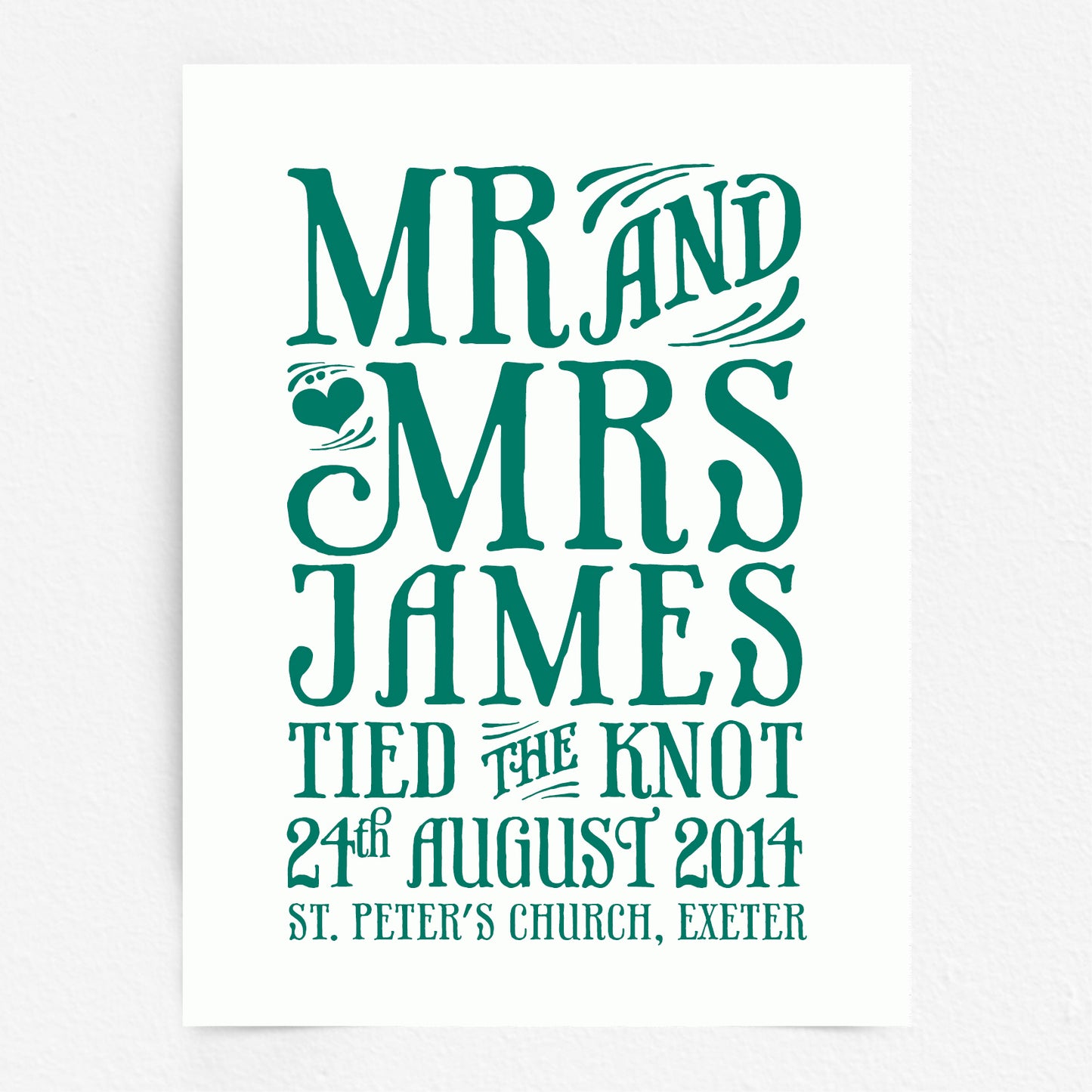Custom Mr & Mrs Print - Tied the Knot