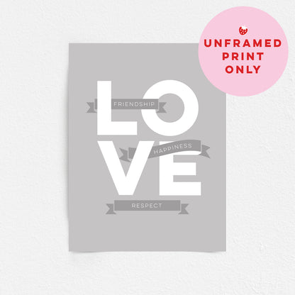 Love Word Art Print - Your Own Words in Banners