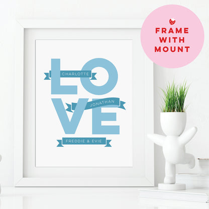 Love Word Art Print - Your Own Words in Banners