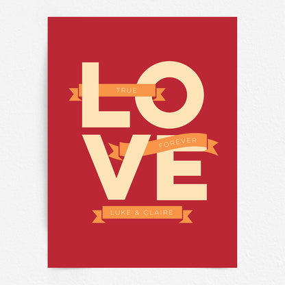 Love Word Art Print - Your Own Words in Banners