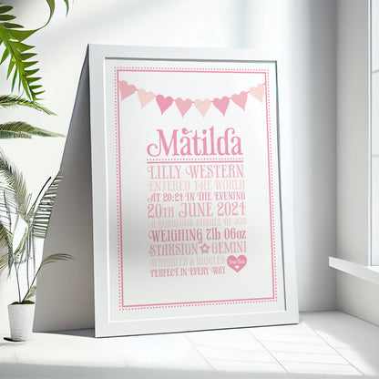 Custom Baby Print - Heart Bunting