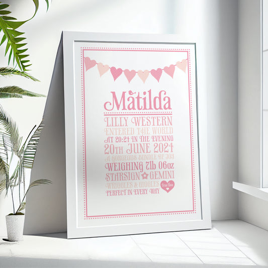 Custom Baby Print - Heart Bunting