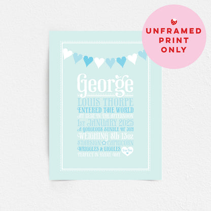 Custom Baby Print - Heart Bunting