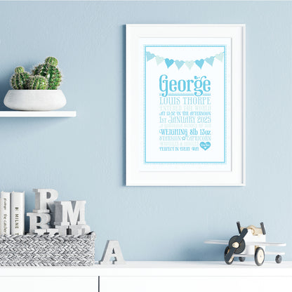 Custom Baby Print - Heart Bunting