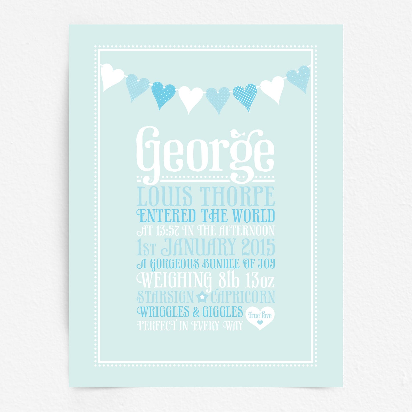 Custom Baby Print - Heart Bunting