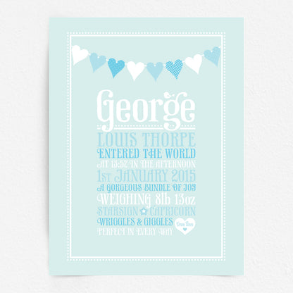 Custom Baby Print - Heart Bunting