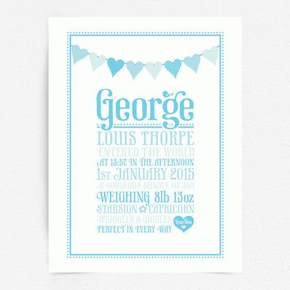 Custom Baby Print - Heart Bunting
