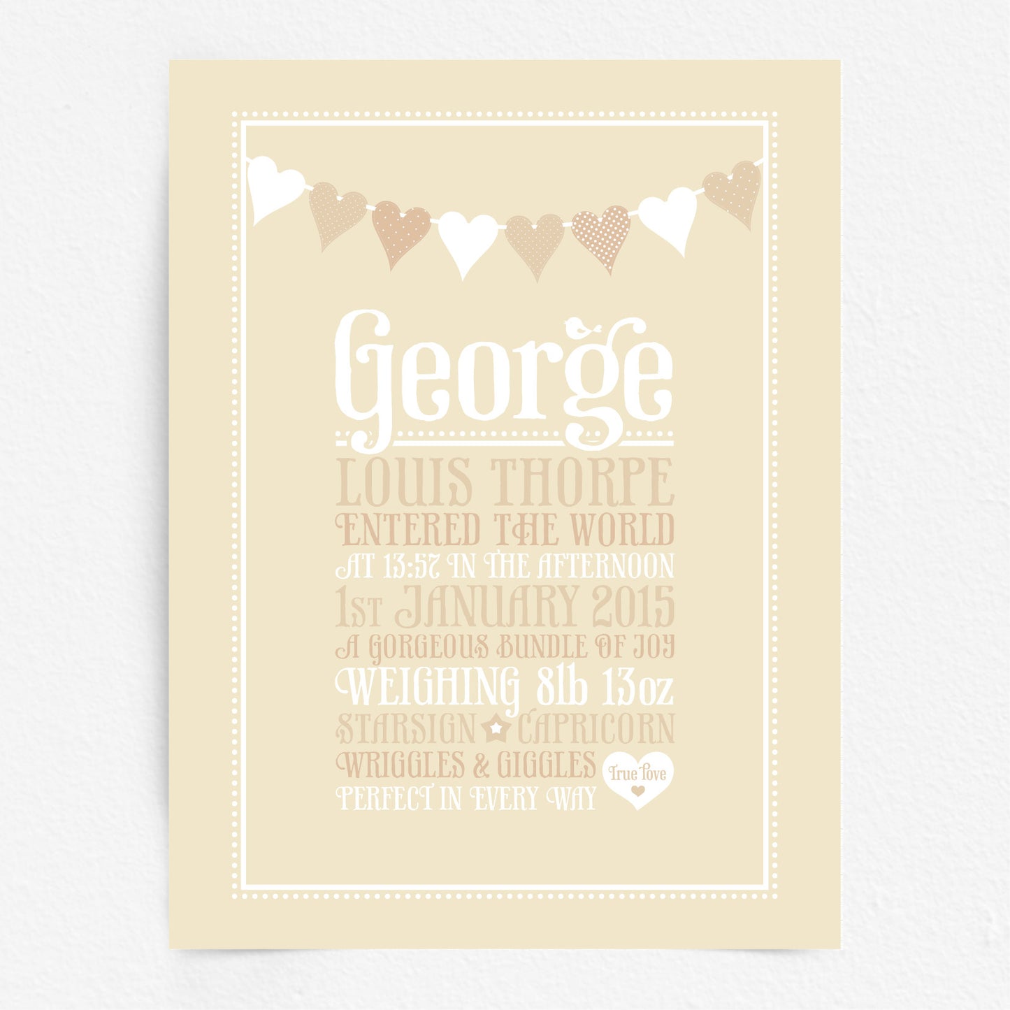 Custom Baby Print - Heart Bunting