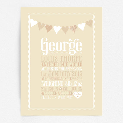 Custom Baby Print - Heart Bunting