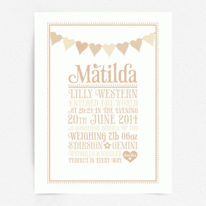 Custom Baby Print - Heart Bunting