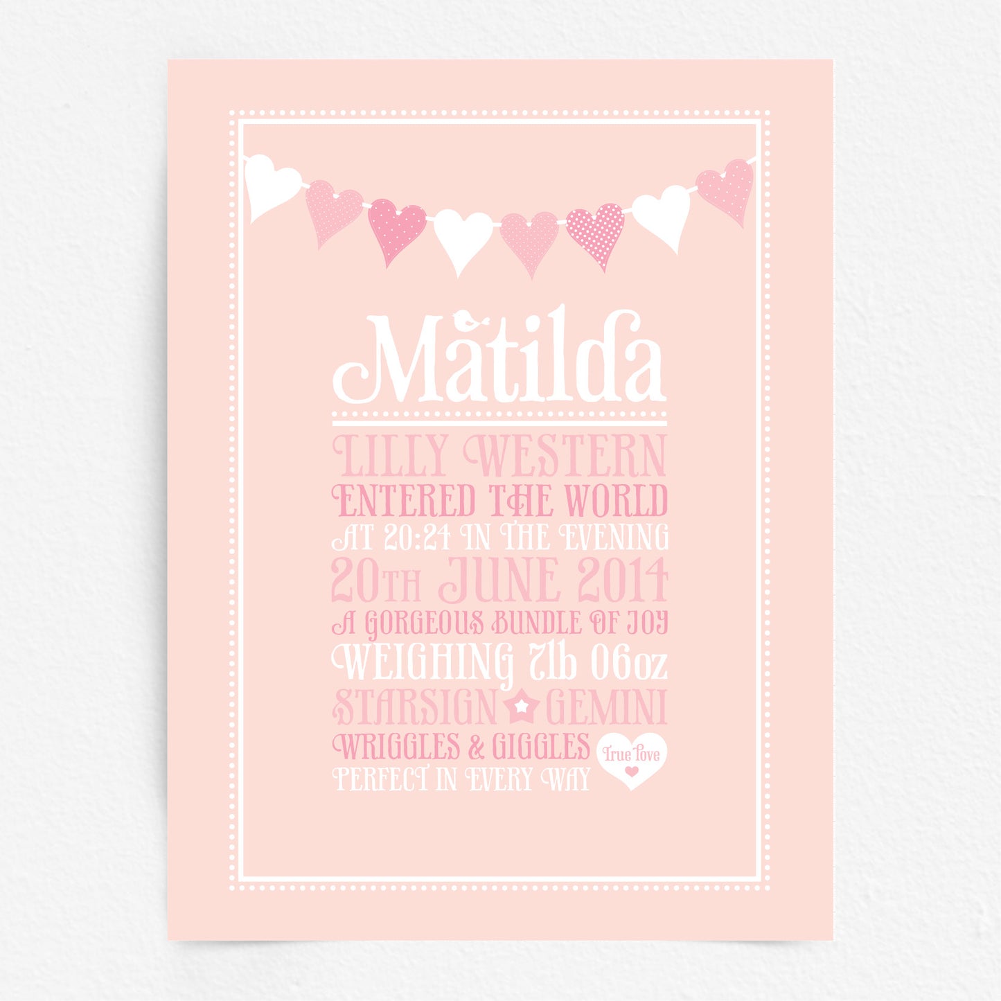 Custom Baby Print - Heart Bunting