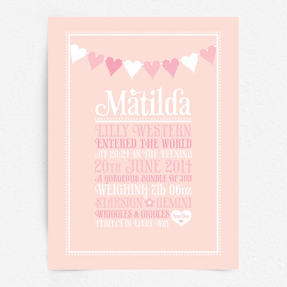 Custom Baby Print - Heart Bunting