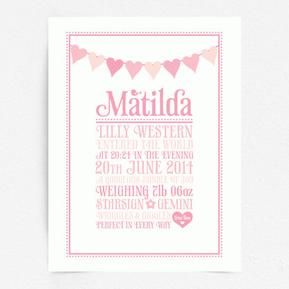 Custom Baby Print - Heart Bunting