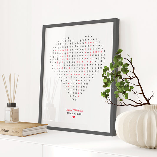 Custom Love Print - Heart Word Search