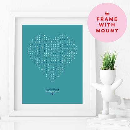 Custom Love Print - Heart Word Search