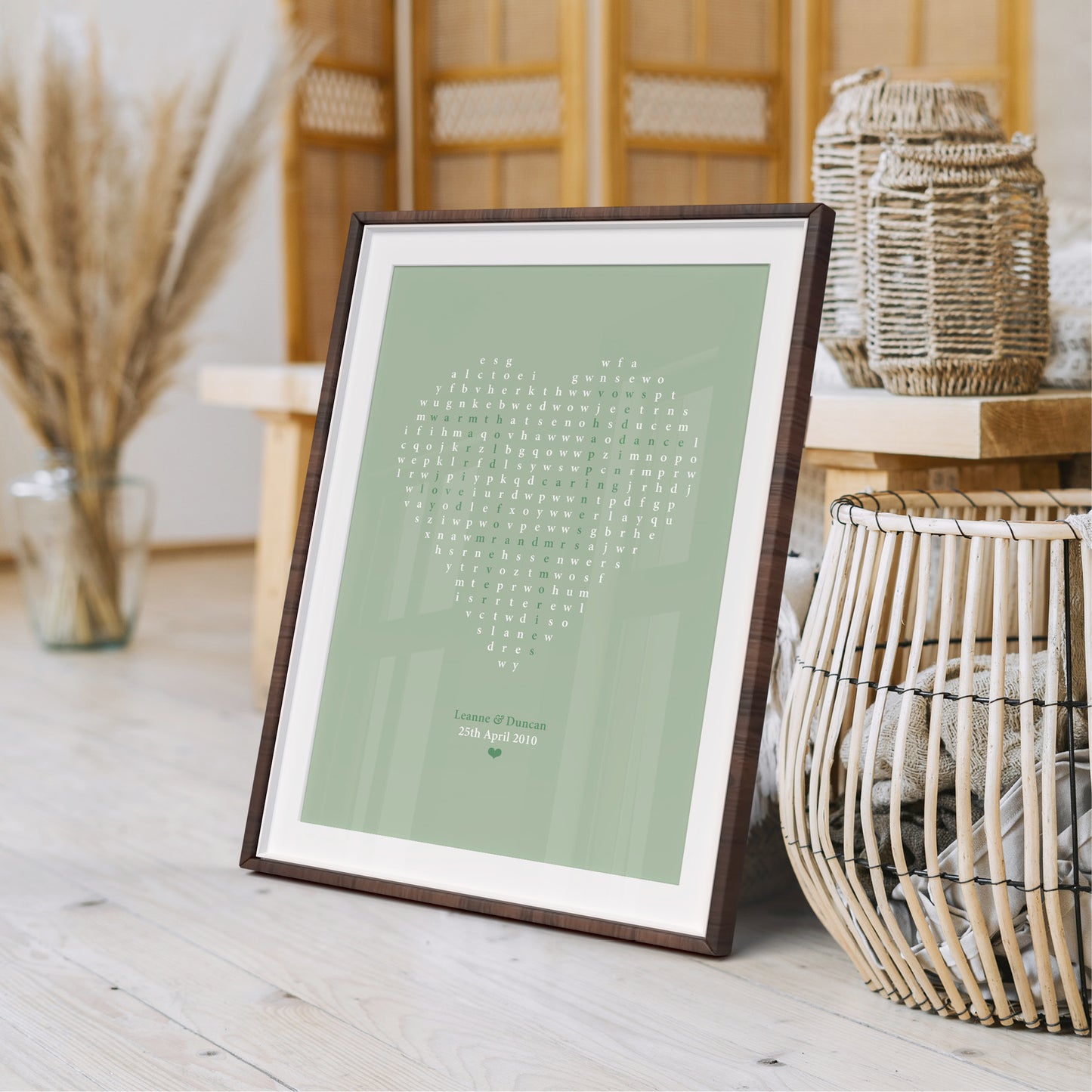 Custom Love Print - Heart Word Search