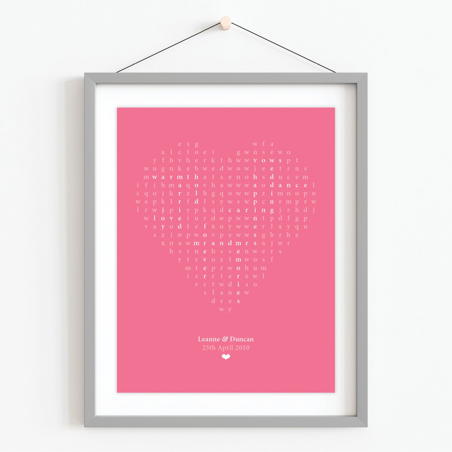 Custom Love Print - Heart Word Search