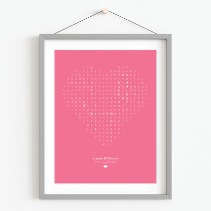 Custom Love Print - Heart Word Search