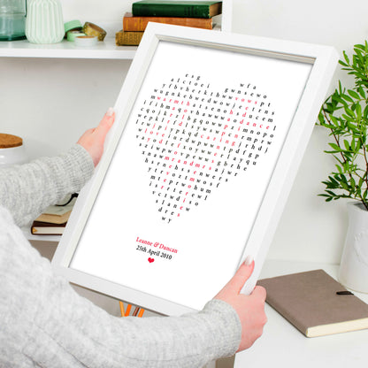 Custom Love Print - Heart Word Search