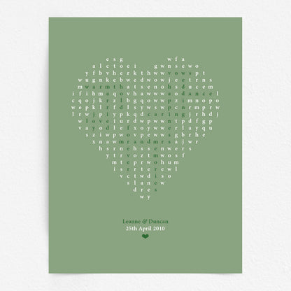Custom Love Print - Heart Word Search