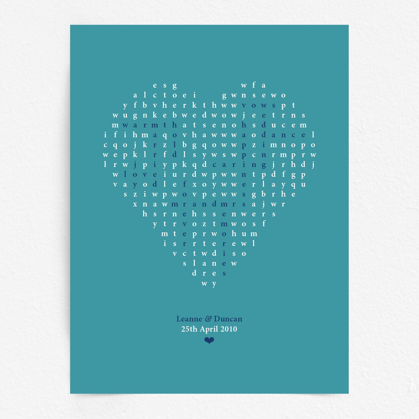 Custom Love Print - Heart Word Search