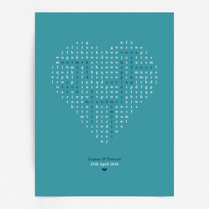 Custom Love Print - Heart Word Search
