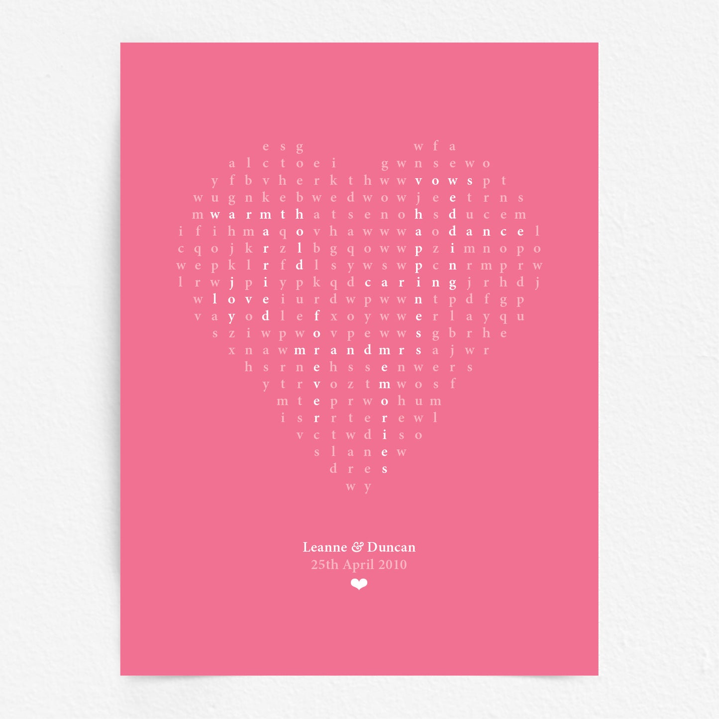 Custom Love Print - Heart Word Search